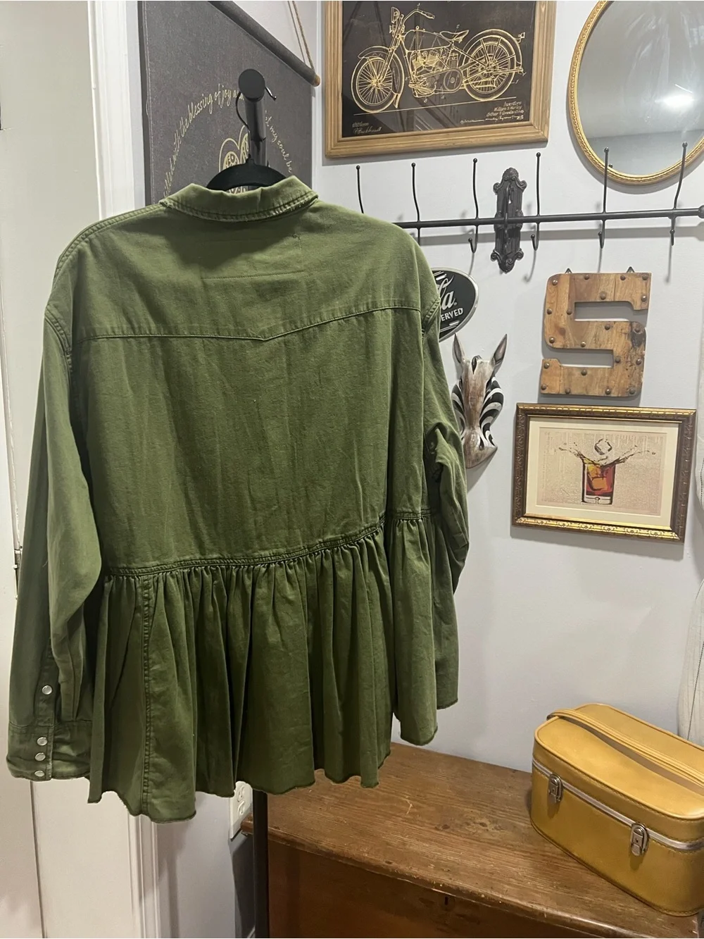 Free People Dylan high/low peplum jacket in Army- NEW
